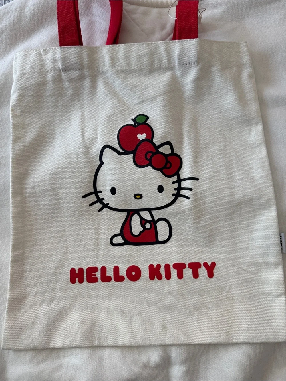 Hello Kitty Cream Canvas Tote with Red Accents
